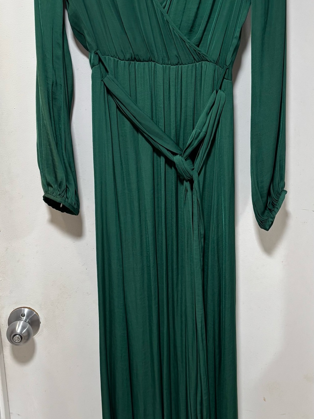Forever 21 Deep Green Long Sleeve Wrap Maxi Dress
